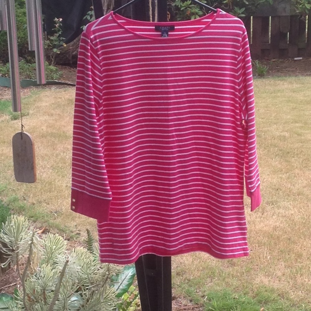 CHAPS WOMENS PLUS STRIPED TEE SZ1X